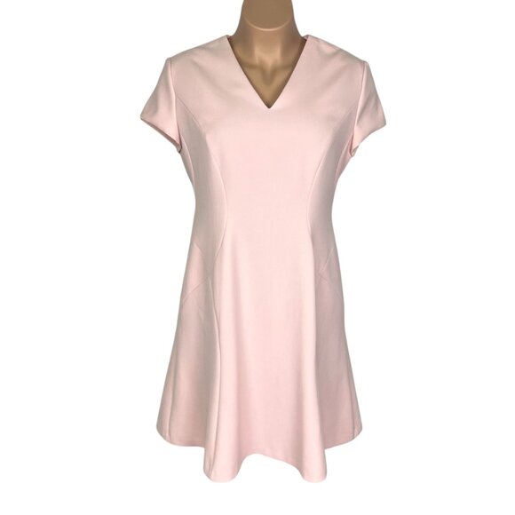 Hugo Boss Womens Plus Pink Short Sleeve Dress Flared Hem V Neck size 14 - Picture 1 of 8